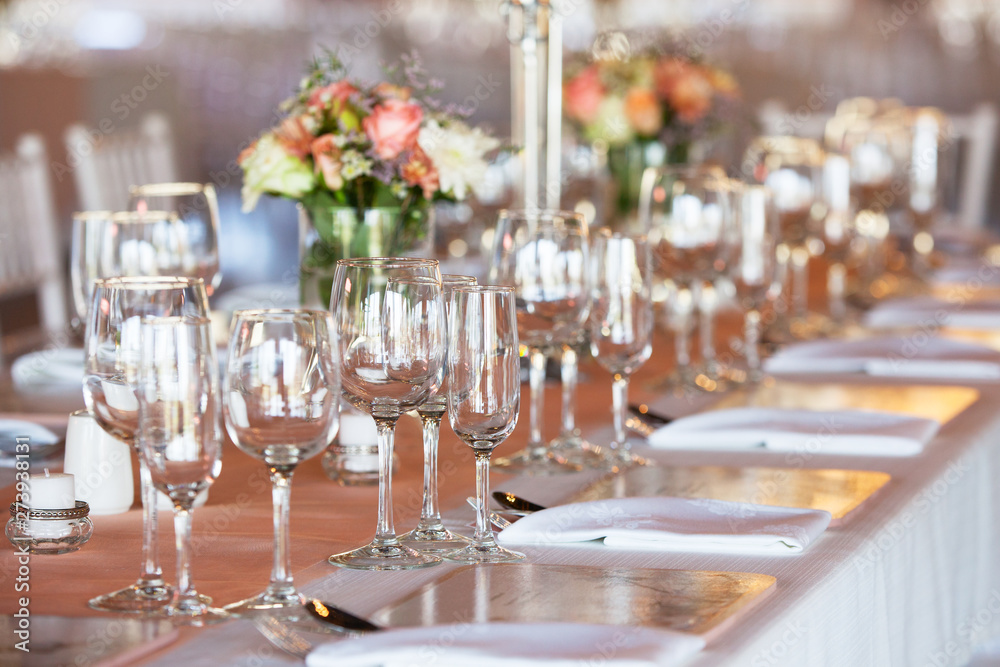 Decorated table at wedding reception