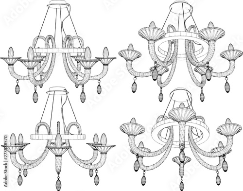 Luster Chandelier Vector. Illustration Isolated On White Background. A vector illustration Of A Chandelier.