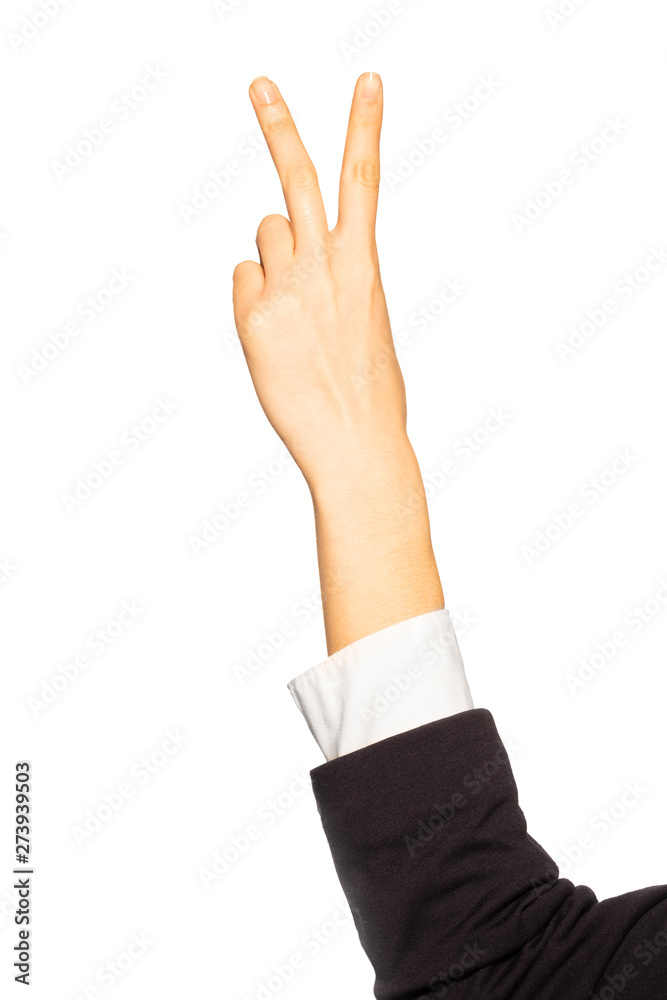 Female counting hand with two fingers gesture Female counting hand with two fingers gesture
