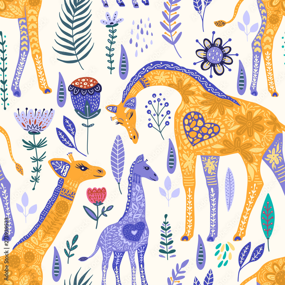 Cartoon giraffe vector illustration.