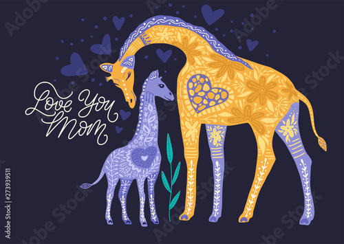 Cartoon giraffe vector illustration.