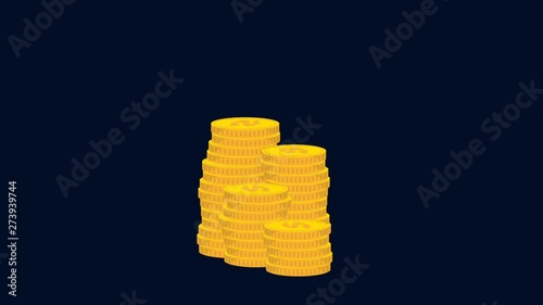 Icon of stacks of gold coins grow. Alpha matte. Can be used for financial infographic