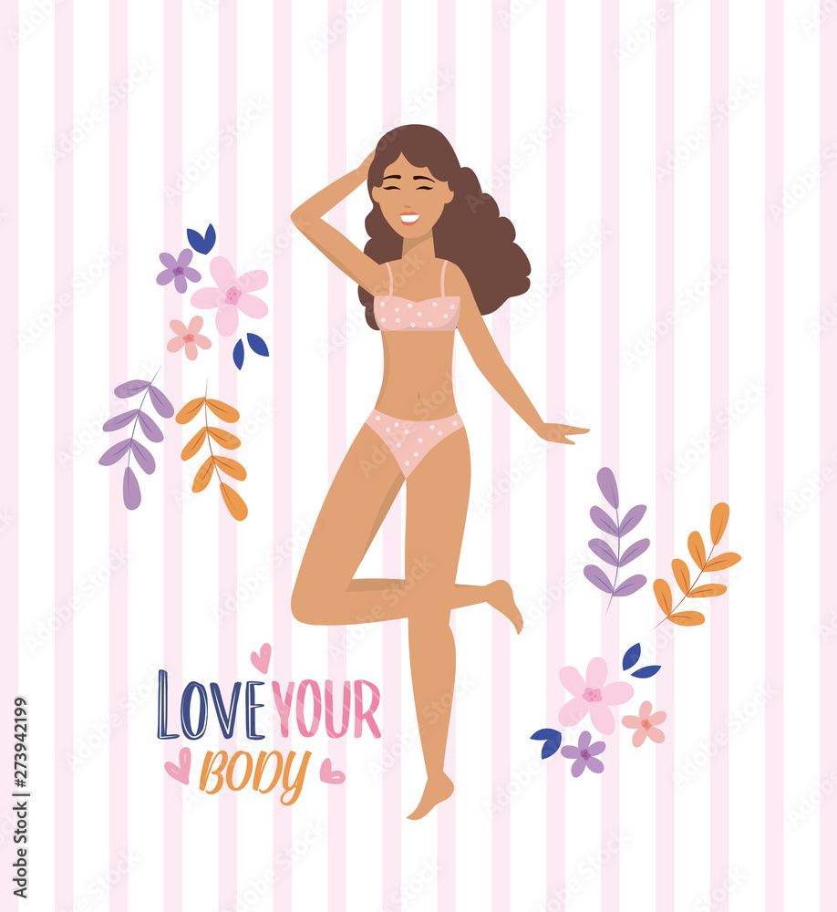 beauty girl with underclothes with branches plants beauty girl with underclothes with branches plants