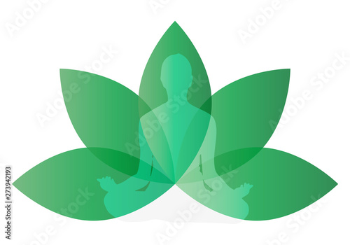 Hojas verdes de icono de yoga.