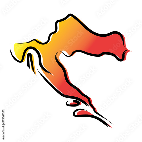 Stylized yellow red gradient sketch map of 