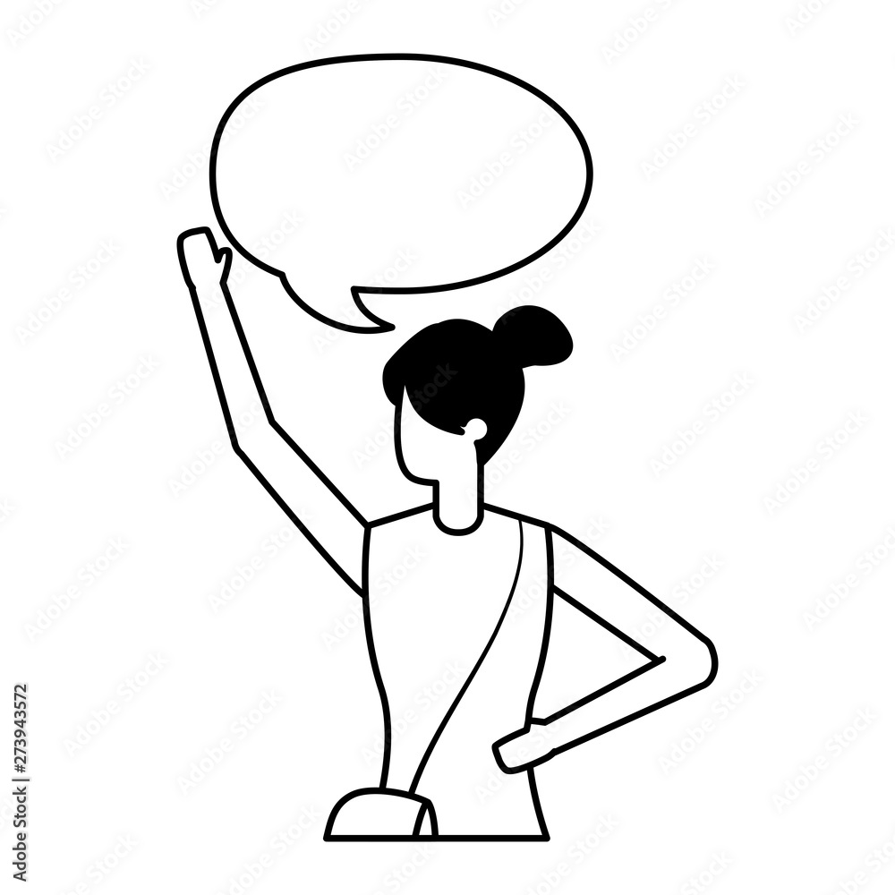 woman with bag waving hand talk bubble