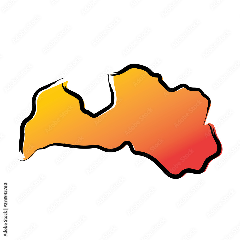 Stylized yellow red gradient sketch map of 