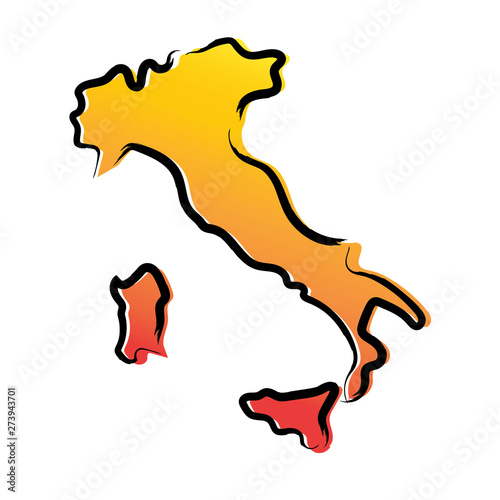 Stylized yellow red gradient sketch map of 