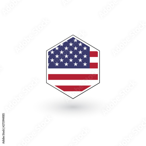 USA Flag Hexagon Flat Icon ...