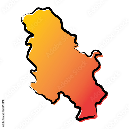 Stylized yellow red gradient sketch map of 