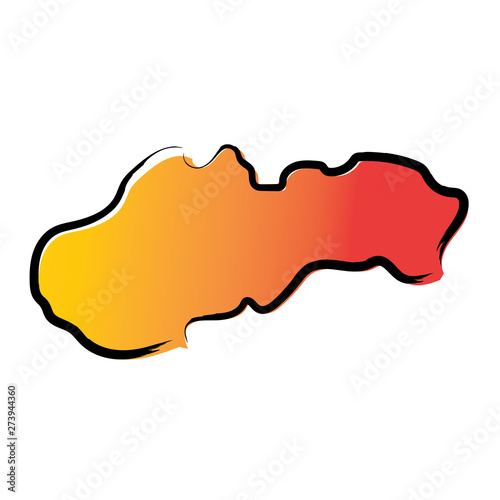 Stylized yellow red gradient sketch map of 