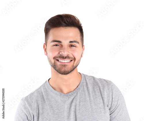 Portrait of handsome man isolated on white