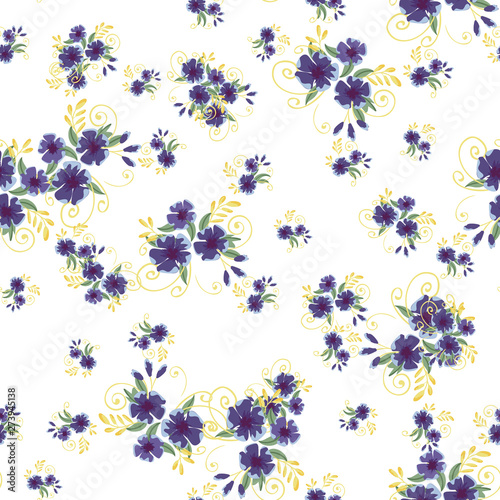 Flower vector. Romantic floral surface design. Spring landscape.