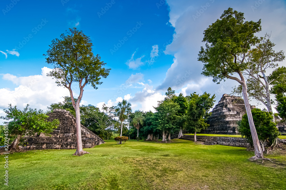 Pyramid in archaeological site Chacchoben, Yucatan, Mexico, Quintana Roo