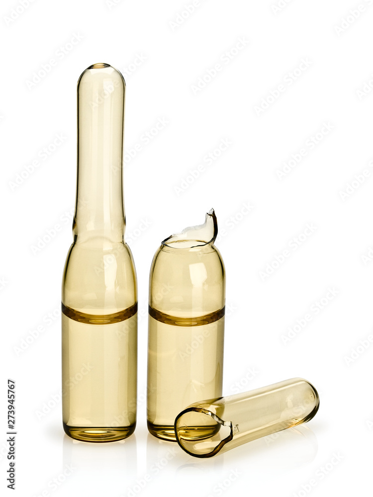 The open and whole ampoules with a medical preparation The open and whole ampoules with a medical preparation