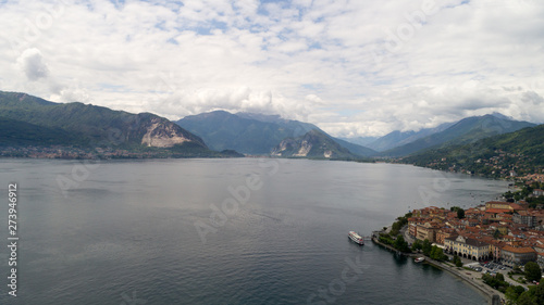 Lake Maggiore, Italy. Drone aerial view