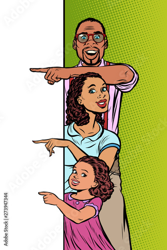 announcement advertising. African American family