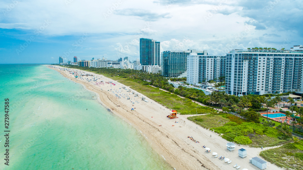 Aerial view of South Beach, Overcast weather. Miami Beach. Florida. USA. Aerial view of South Beach, Overcast weather. Miami Beach. Florida. USA.