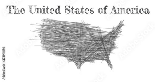 Scribble map of United States of America. Sketch Country map black for infographic , brochures and presentations. Vector illustration isolated on white background
