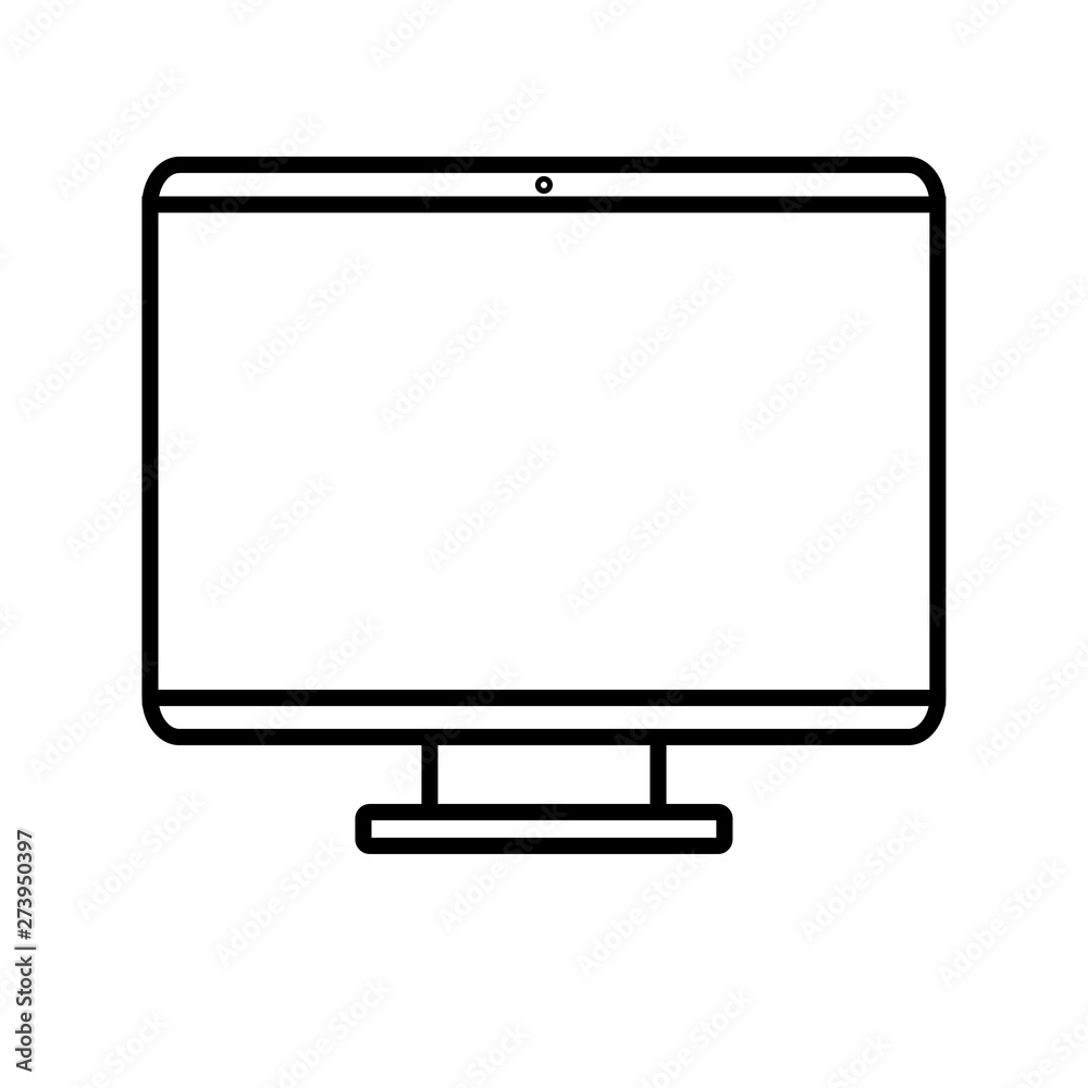 Vector illustration of a black and white modern digital icon of a digital smart rectangular computer with a monitor, laptop isolated on a white background. Concept: computer digital technologies Vector illustration of a black and white modern digital icon of a digital smart rectangular computer with a monitor, laptop isolated on a white background. Concept: computer digital technologies