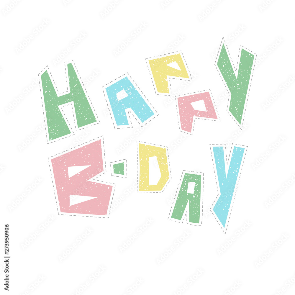 Funny colorful Happy Birthday lettering for kids