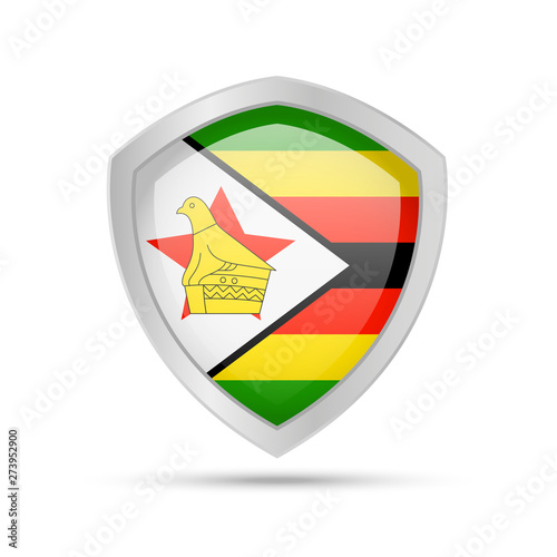 Shield with Zimbabwe flag on white background. Free Download Shield with Zimbabwe flag on white background. - GFXLoad