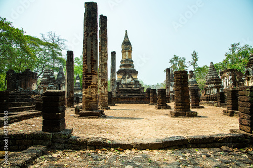 Chedi Ched Thaeo temple in Si Satchanalai historical park photo