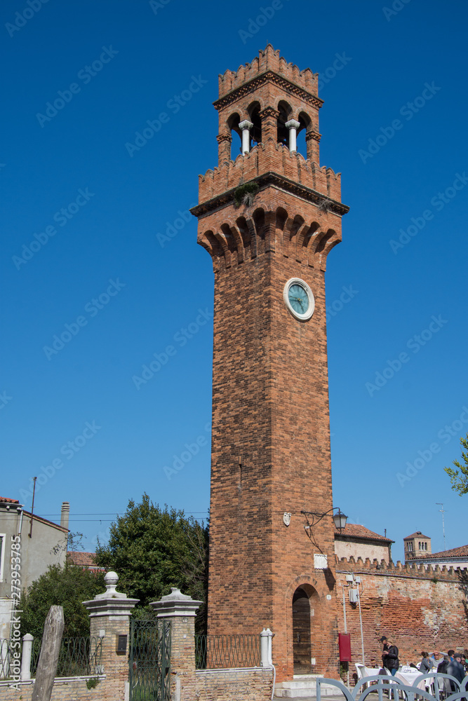 Clocktower on the island of Murano, Venice, Italy,march ,2019