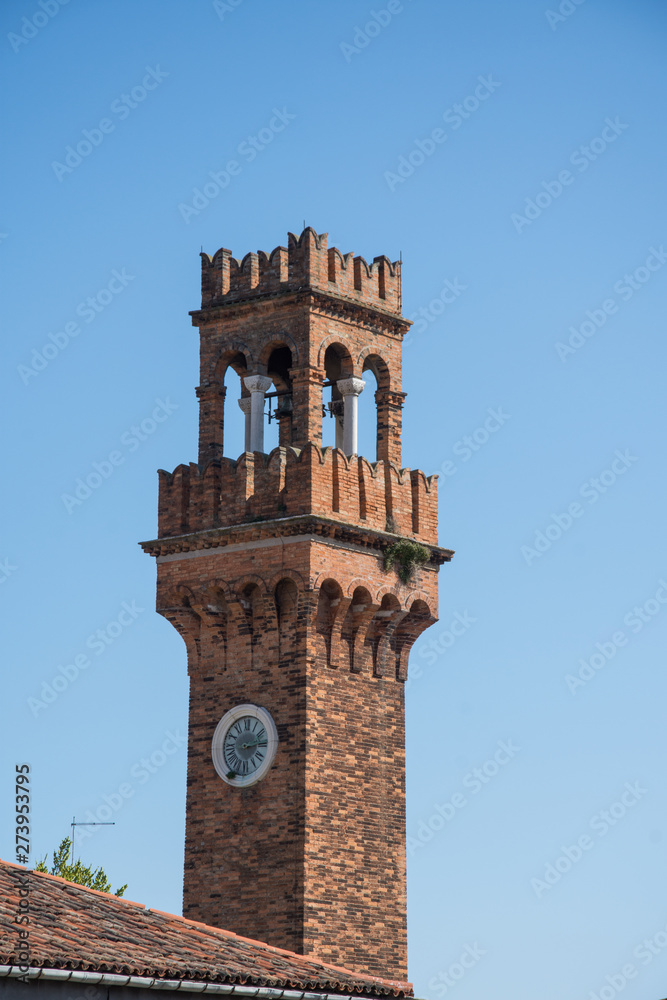 Clocktower on the island of Murano, Venice, Italy,march ,2019
