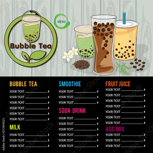 bubble tea menu graphic template