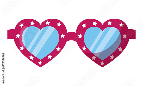 heart shaped glasses on white background