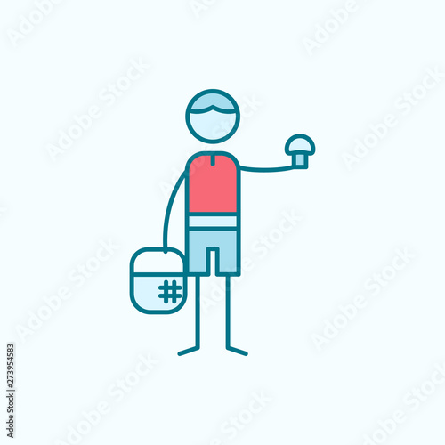mushroom picker field outline with red element icon