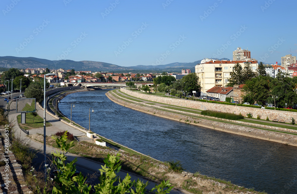 NIS, SERBIA: Panoramic view of City of Nis and Nisava River, Serbia