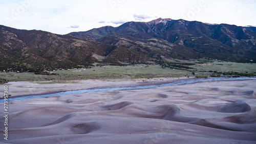 Mountains, River, and Sand Dunes