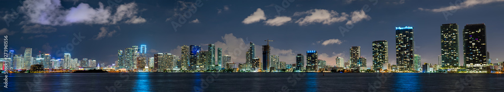 Ultra panorama Downtown Miami night photo
