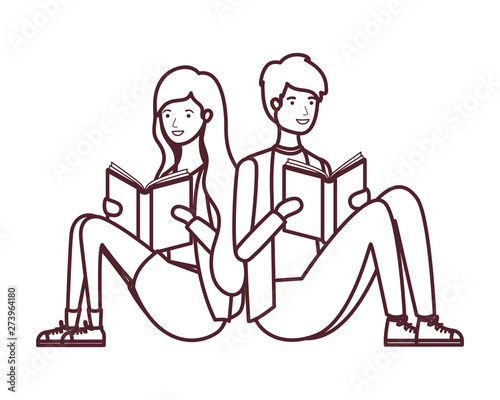couple sitting with book in hands