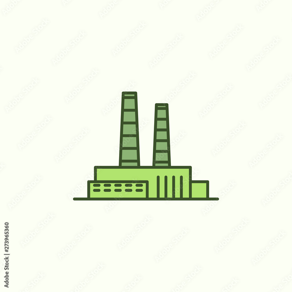 factory with simple color element icon