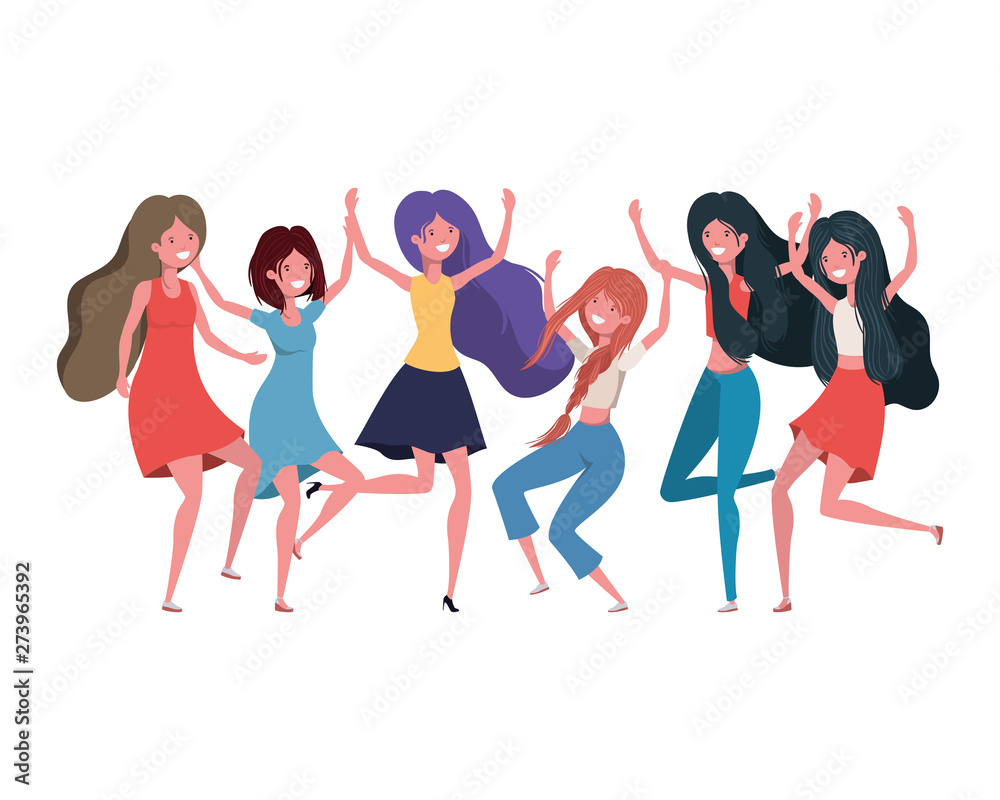Fototapeta premium dancing women in white background
