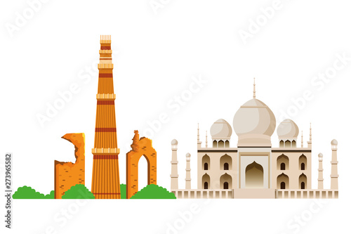 indian building monuments icon cartoon