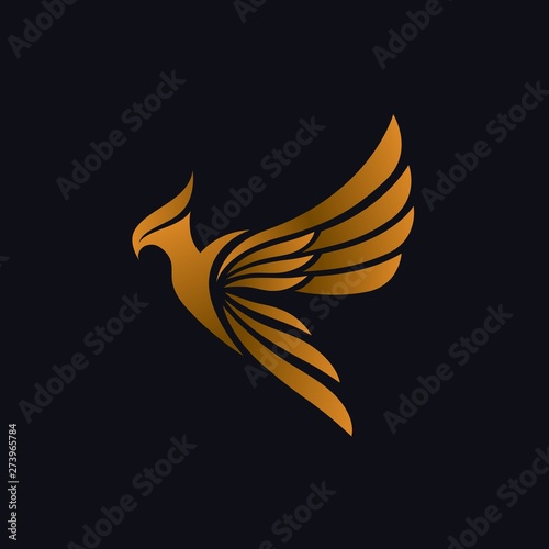 Luxury flying golden eagle logo design