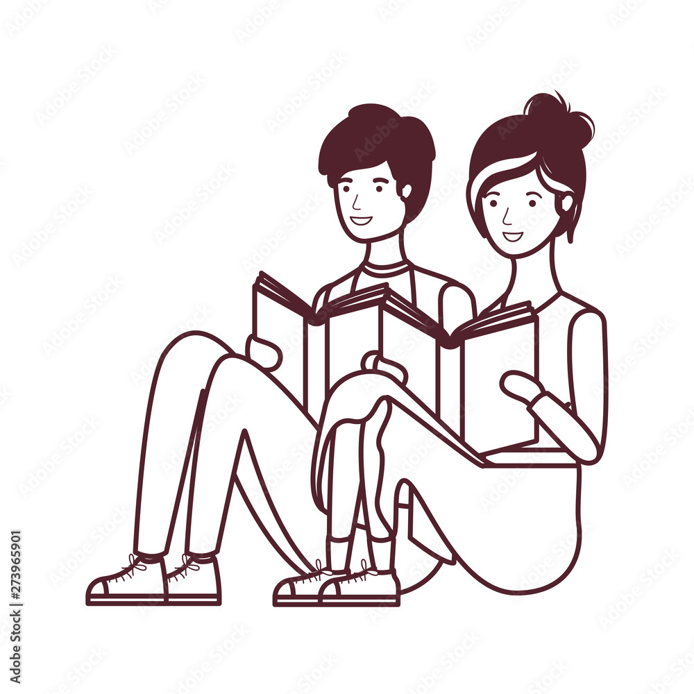 couple sitting with book in hands