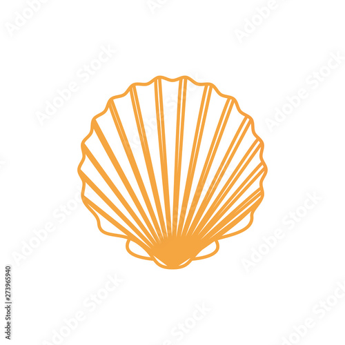 silhouette of seashell on the sea in white background