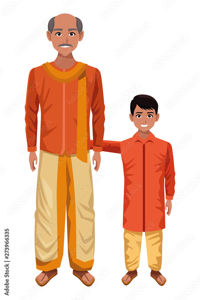 Fototapeta premium indian family avatar cartoon character