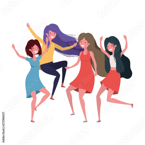 dancing women in white background