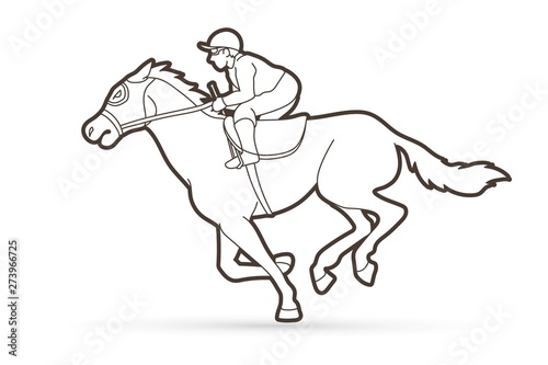 Jockey on horse, Horse racing cartoon graphic vector