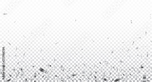 Silver confetti isolated on transparent background