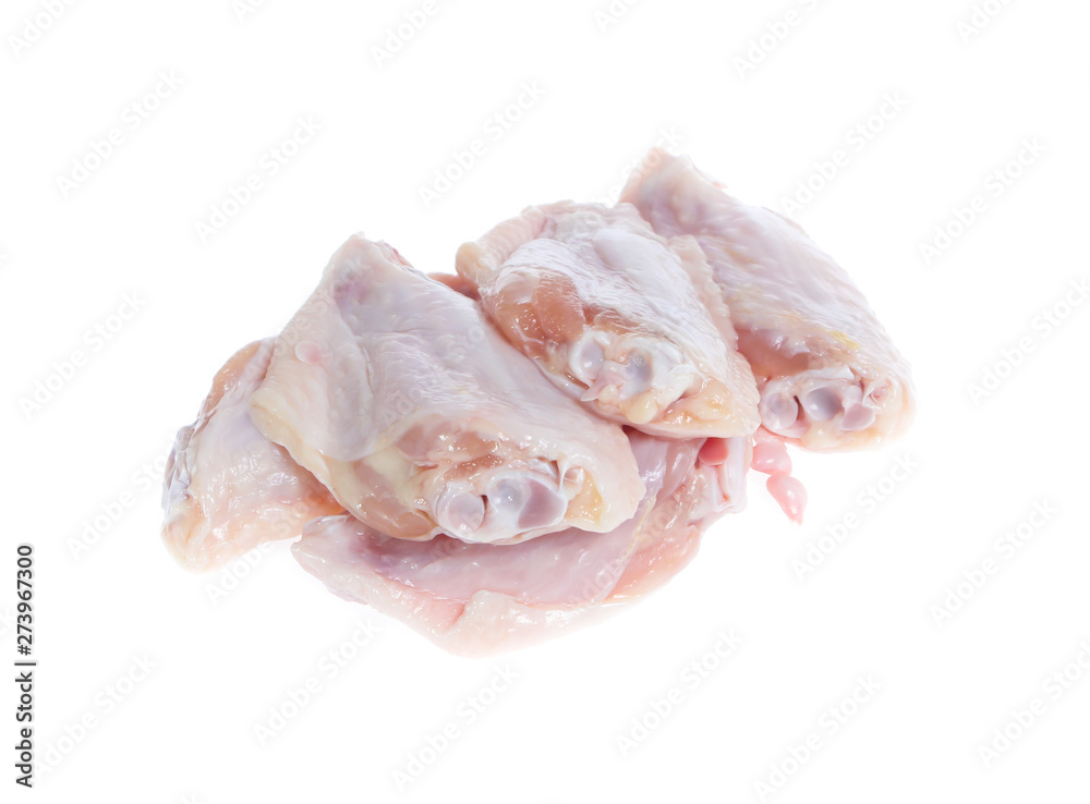 Raw chicken on cutting board on white background Raw chicken on cutting board on white background
