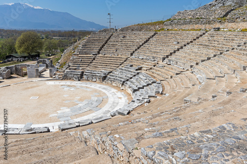 Ruins of The ancient theatre in the Antique site of Philippi, Eastern Macedonia and Thrace, Greece