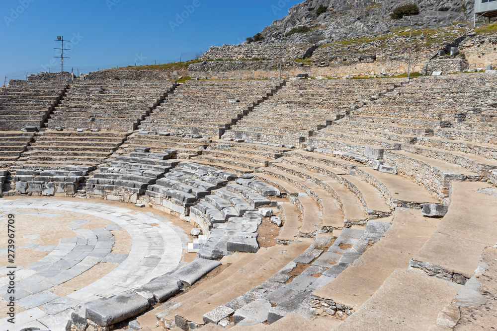 Ruins of The ancient theatre in the Antique site of Philippi, Eastern Macedonia and Thrace, Greece