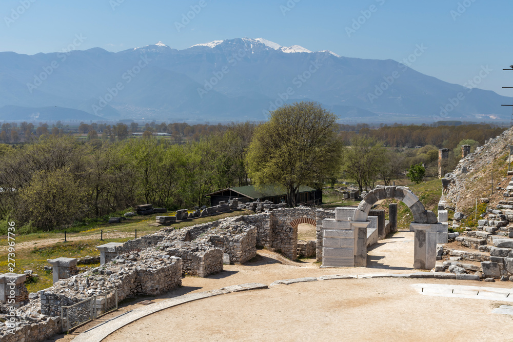 Ruins of The ancient theatre in the Antique site of Philippi, Eastern Macedonia and Thrace, Greece Ruins of The ancient theatre in the Antique site of Philippi, Eastern Macedonia and Thrace, Greece